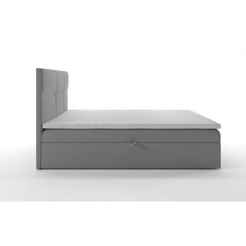 Lit Boxspring 200x200 Cm Top Matelas Ressorts Intégrés, Rangement, Surmatelas En Velours Gris Clair