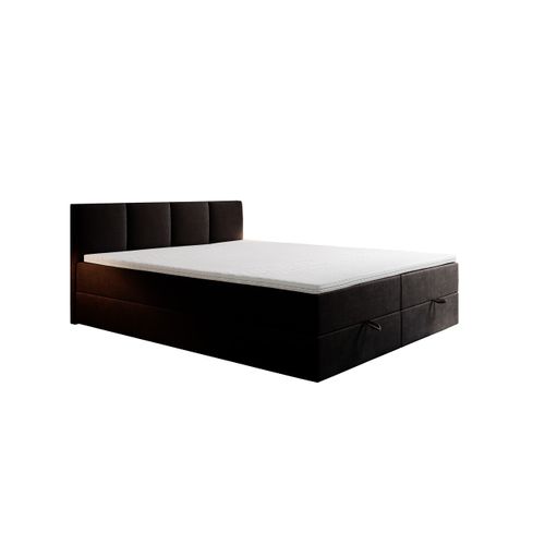 Lit Boxspring 180x200 Cm Royal Avec Matelas Ressorts Intégrés, Rangement, Surmatelas En Velours Noir