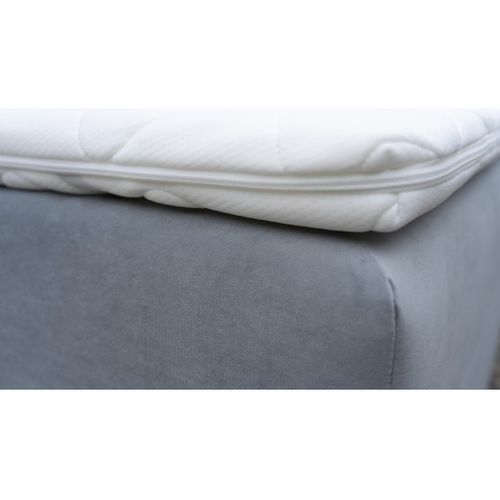 Lit Adulte 200x200 Cm Bali Avec Matelas Ressorts Intégrés, Rangement, Surmatelas En Velours Gris