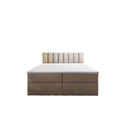 Ensemble 200x200 Cm Palermo Avec Matelas Ressorts Intégrés, Rangement, Surmatelas En Velours Beige