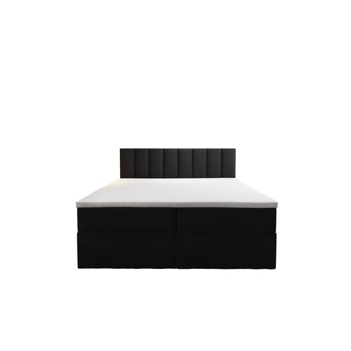 Lit Boxspring 200x200 Cm Palermo Matelas Ressorts Intégrés, Rangement, Surmatelas En Velours Noir