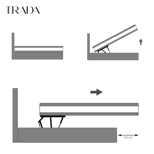 Lit Boxspring 160x200 Cm Tropea Rangement Et Matelas Ressorts Ensachés En Tissu Velours Noir