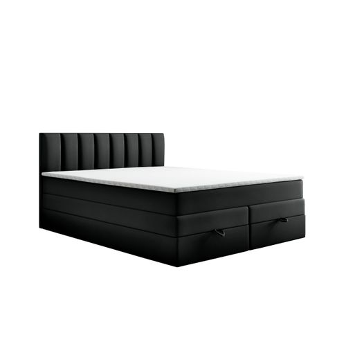 Lit Boxspring 160x200 Cm Gusto Rangement Matelas Ressorts Ensachés Et Surmalelas En Velours Noir