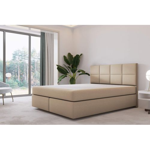 Ensemble 180x200 Cm Mallorca Avec Matelas Ressorts Ensachés En Velours Beige