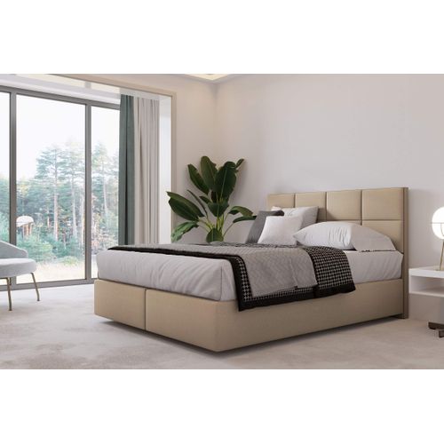 Ensemble 180x200 Cm Mallorca Avec Matelas Ressorts Ensachés En Velours Beige
