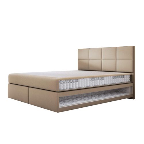 Ensemble 180x200 Cm Mallorca Avec Matelas Ressorts Ensachés En Velours Beige