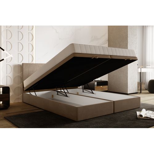 Ensemble 180x200 Cm Siesta Avec Rangement Et Matelas Ressorts Ensachés En Velours Beige
