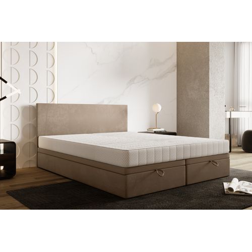 Ensemble 140x200 Cm Siesta Avec Rangement Et Matelas Ressorts Ensachés En Velours Beige