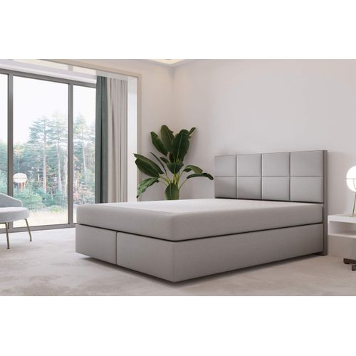 Lit Adulte 180x200 Cm Mallorca Avec Matelas Ressorts Ensachés En Velours Gris