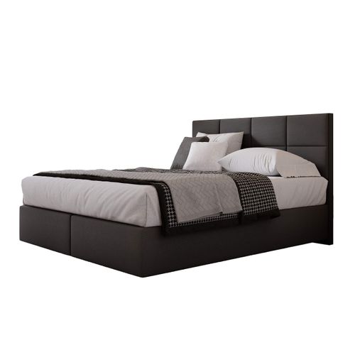Lit Suspendu 200x200 Cm Mallorca Avec Matelas Ressorts Ensachés En Velours Noir