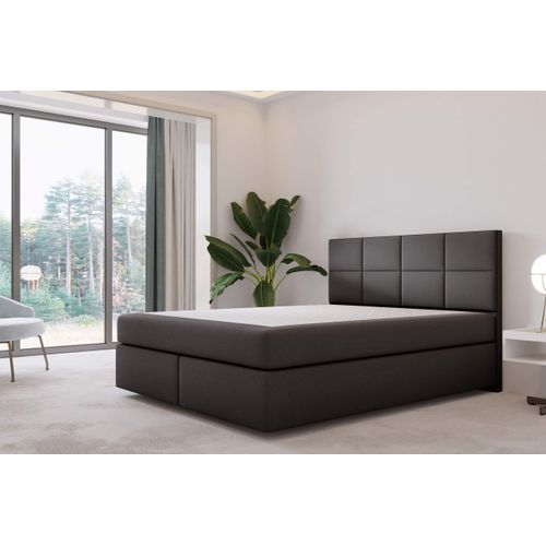 Lit Suspendu 200x200 Cm Mallorca Avec Matelas Ressorts Ensachés En Velours Noir
