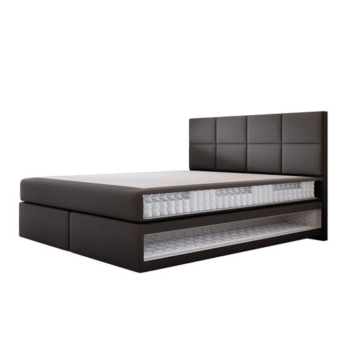 Lit Suspendu 200x200 Cm Mallorca Avec Matelas Ressorts Ensachés En Velours Noir