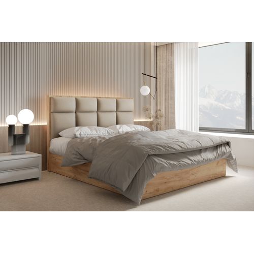 Ensemble 160x200 Cm Selva Rangement Matelas Ressorts Ensachés Et Surmatelas En Velours Beige