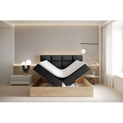 Lit Boxspring 180x200 Cm Selva Rangement Matelas Ressorts Ensachés Et Surmalelas En Velours Noir