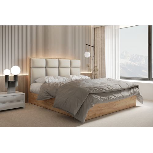 Lit Adulte 200x200 Cm Selva Rangement Matelas Ressorts Ensachés Et Surmatelas En Velours Crème