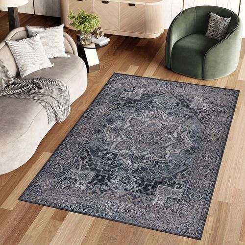 Tapis Salon Marron Gris Ornamental Floral Ritz 240x340cm