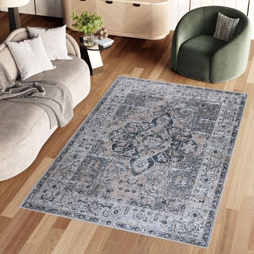 Tapis Salon Marron Gris Ornamental Floral Ritz 300x400cm