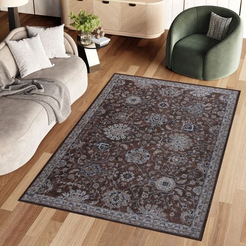 Tapis Salon Marron Gris Ornamental Floral Ritz 300x400cm