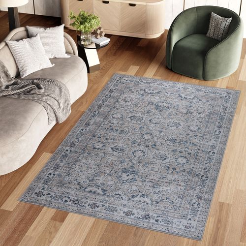 Tapis Salon Marron Gris Ornamental Floral Ritz 120x170cm