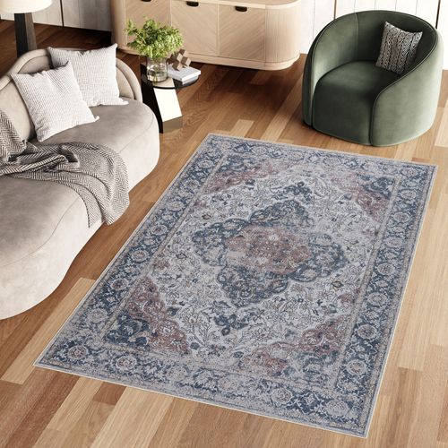 Tapis Salon Marron Gris Ornamental Floral Ritz 240x340cm