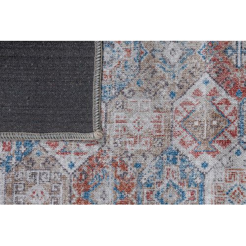Tapis Salon Vintage Gris Bleu Rouge Beige Ornamental Ritz 160x220cm