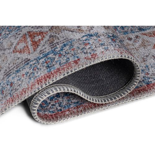 Tapis Salon Vintage Gris Bleu Rouge Beige Ornamental Ritz 160x220cm