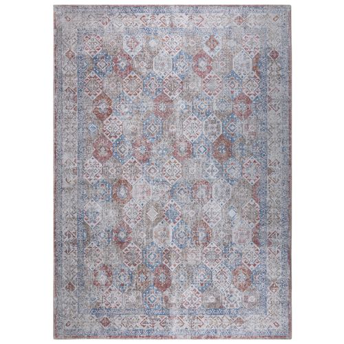 Tapis Salon Vintage Gris Bleu Rouge Beige Ornamental Ritz 160x220cm