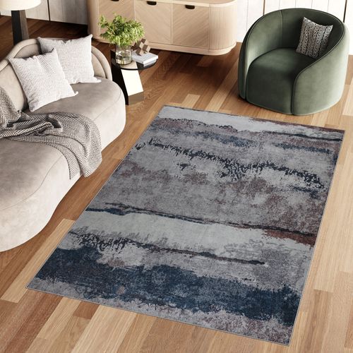 Tapis De Salon Abstrait Bleu Marine Ritz 80x150cm