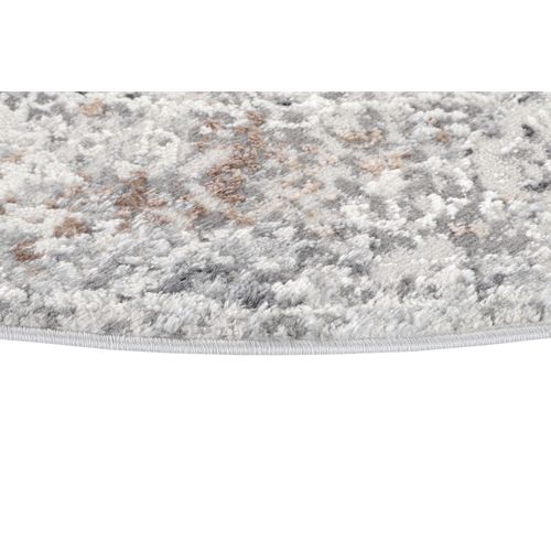 Valley Rond Tapis Poil Court Vintage Beige Gris Clair 200x200cm