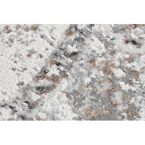 Valley Rond Tapis Poil Court Vintage Beige Gris Clair 200x200cm