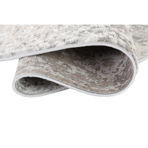 Valley Rond Tapis Poil Court Vintage Beige Gris Clair 200x200cm