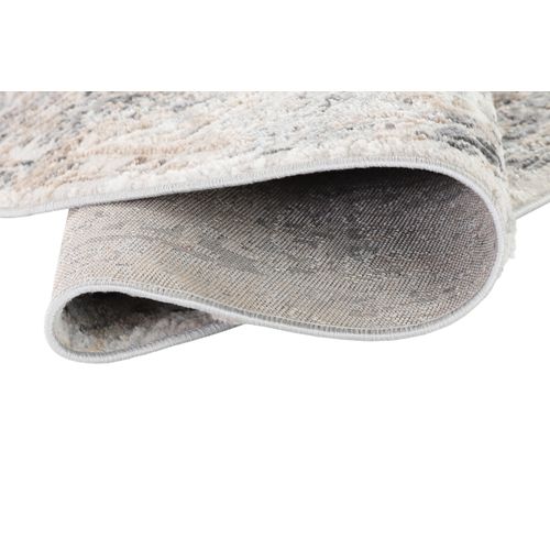 Valley Rond Tapis Poil Court Vintage Beige Gris Clair 240x240cm