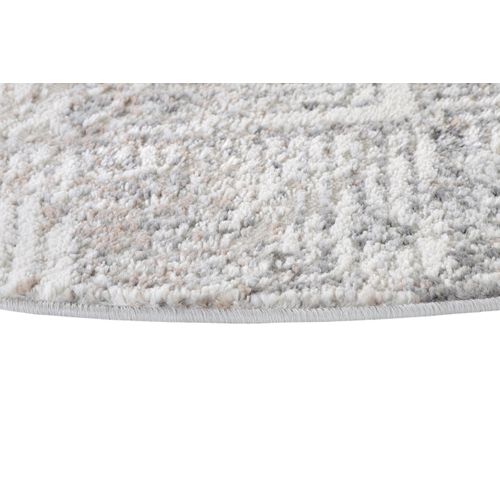 Valley Rond Tapis Poil Court Vintage Beige Gris Clair 120x120cm