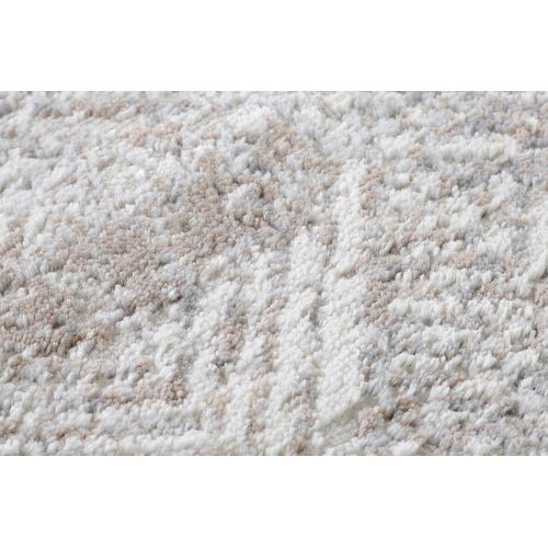 Valley Rond Tapis Poil Court Vintage Beige Gris Clair 120x120cm