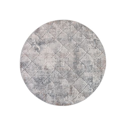 Valley Rond Tapis Poil Court Vintage Beige Gris Clair 120x120cm