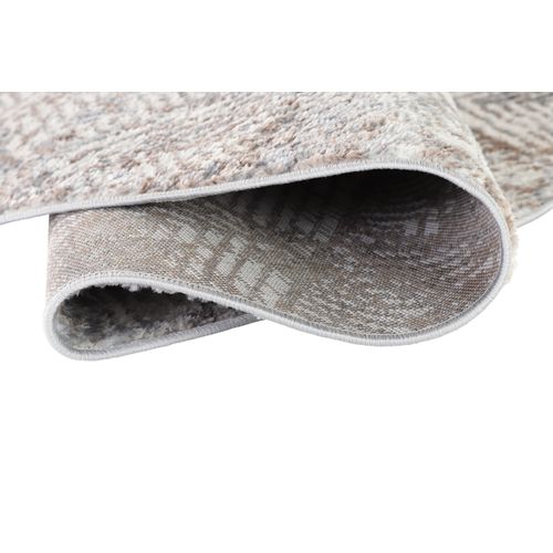 Valley Rond Tapis Poil Court Vintage Beige Gris Clair 120x120cm