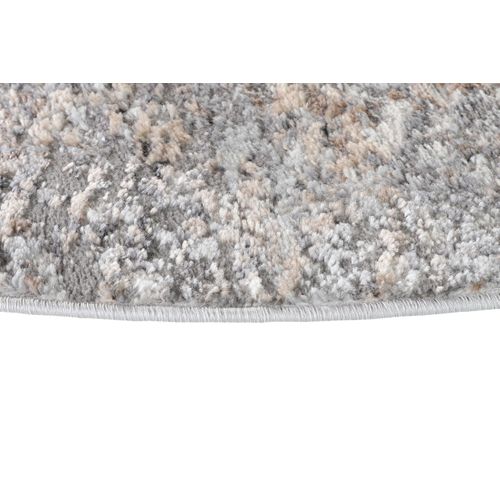 Valley Rond Tapis Poil Court Vintage Beige Gris Clair 120x120cm