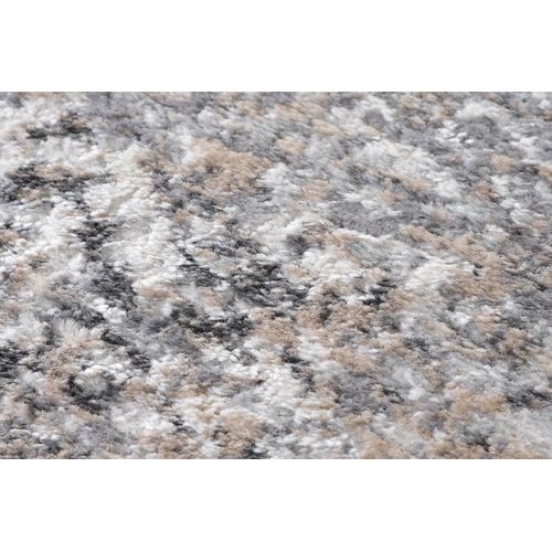 Valley Rond Tapis Poil Court Vintage Beige Gris Clair 120x120cm