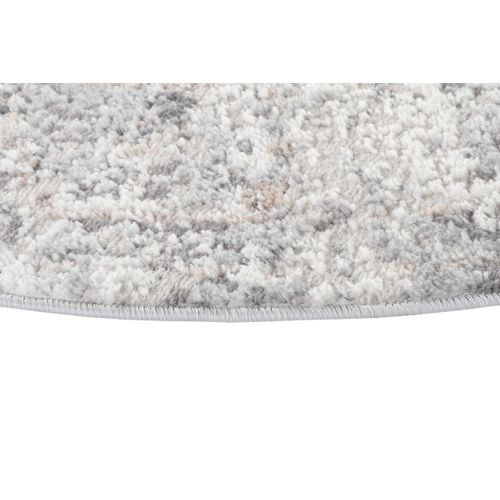Valley Rond Tapis Poil Court Vintage Beige Gris Clair 200x200cm