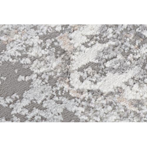 Valley Rond Tapis Poil Court Vintage Beige Gris Clair 200x200cm