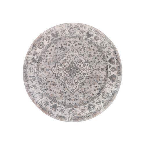 Valley Rond Tapis Poil Court Vintage Beige Gris Clair 100x100cm