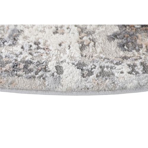 Valley Rond Tapis Poil Court Vintage Beige Gris Clair 240x240cm