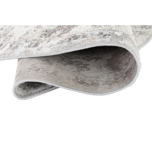 Valley Rond Tapis Poil Court Vintage Beige Gris Clair 240x240cm