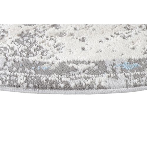 Valley Rond Tapis Poil Court Vintage Beige Gris Clair 100x100cm