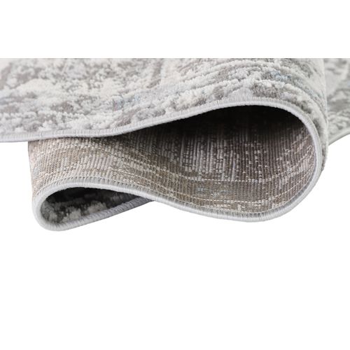 Valley Rond Tapis Poil Court Vintage Beige Gris Clair 100x100cm