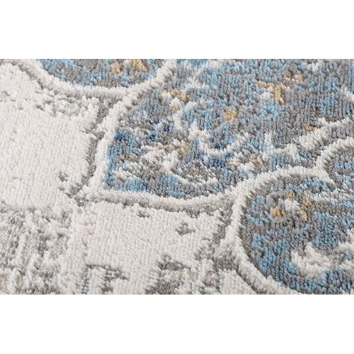 Valley Rond Tapis Poil Court Vintage Beige Gris Clair 160x160cm