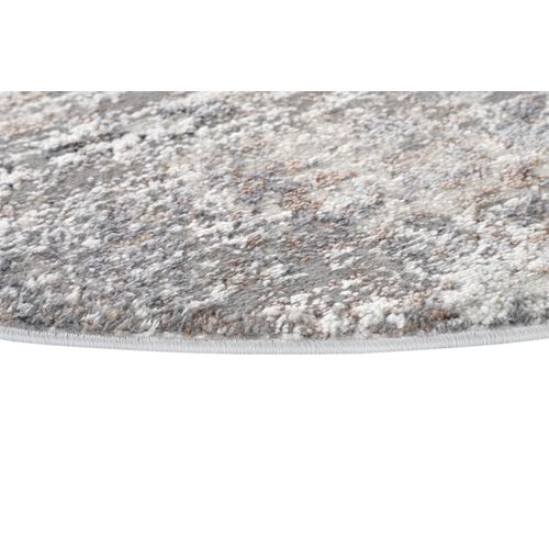 Valley Rond Tapis Poil Court Vintage Beige Gris Clair 200x200cm