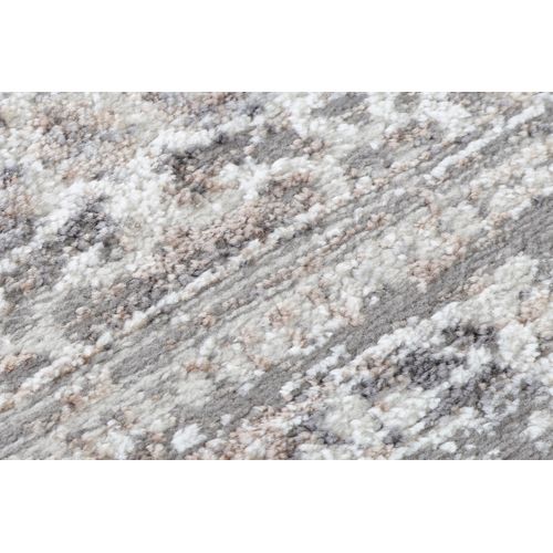 Valley Rond Tapis Poil Court Vintage Beige Gris Clair 200x200cm