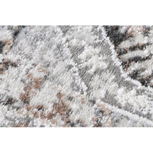 Valley Rond Tapis Poil Court Vintage Beige Gris Clair 80x80cm