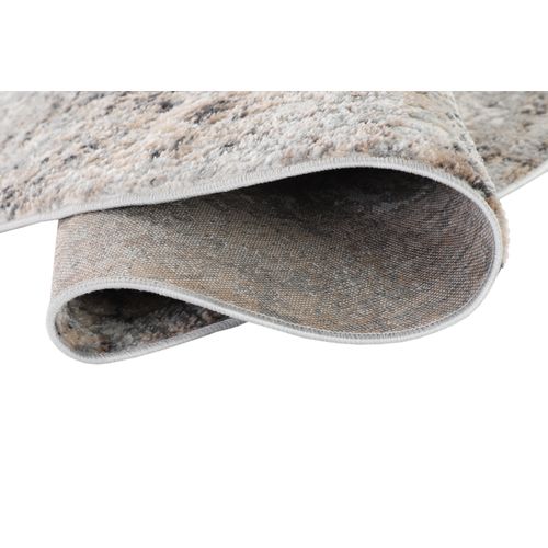 Valley Rond Tapis Poil Court Vintage Beige Gris Clair 160x160cm